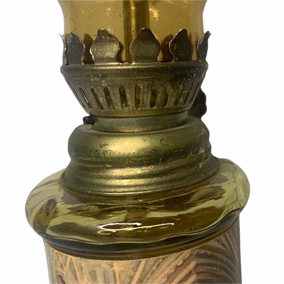 Vintage Chap Stick Co Amber Bottle Oil Lamp Religious Praying Hands Hong Kong 9" - Picture 3 of 10
